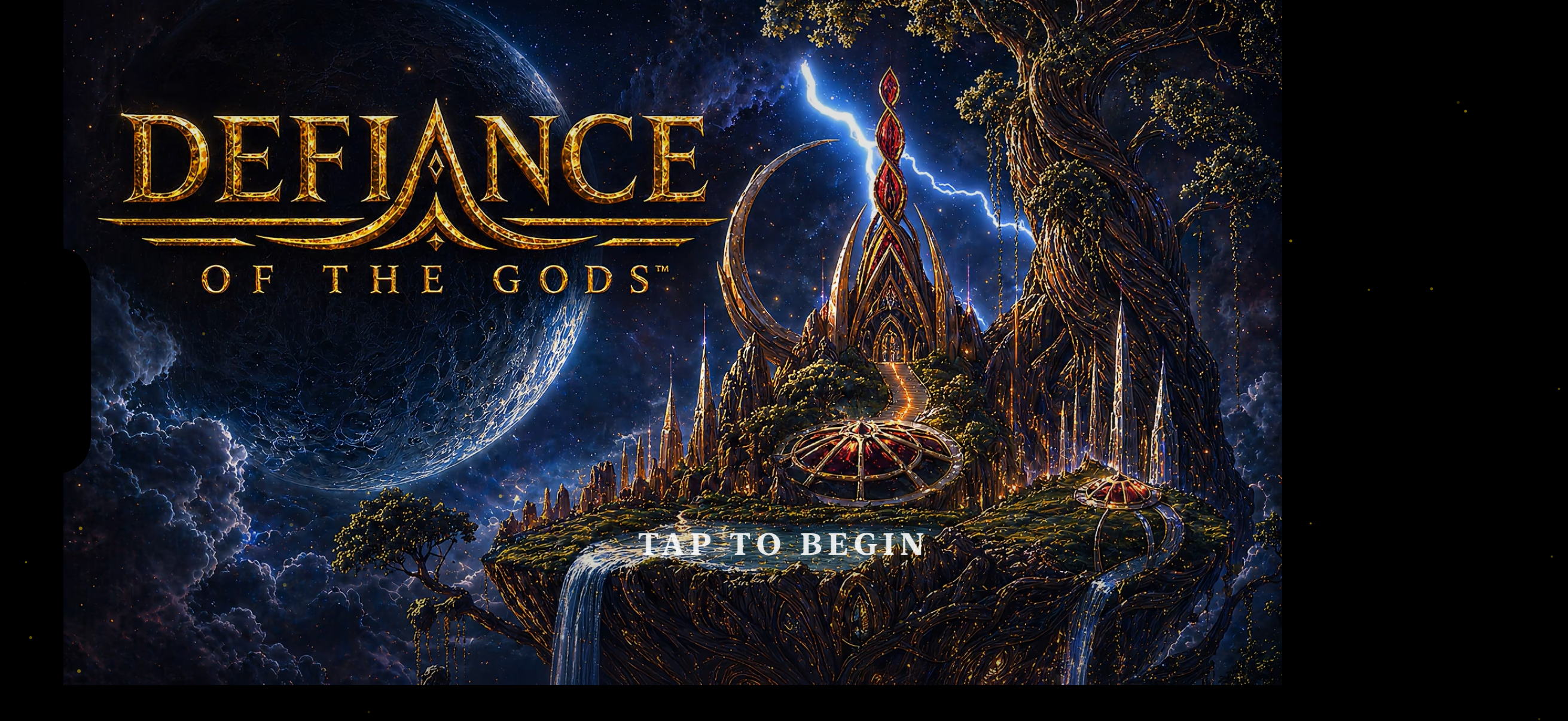 Defiance of the Gods current in-game title screen