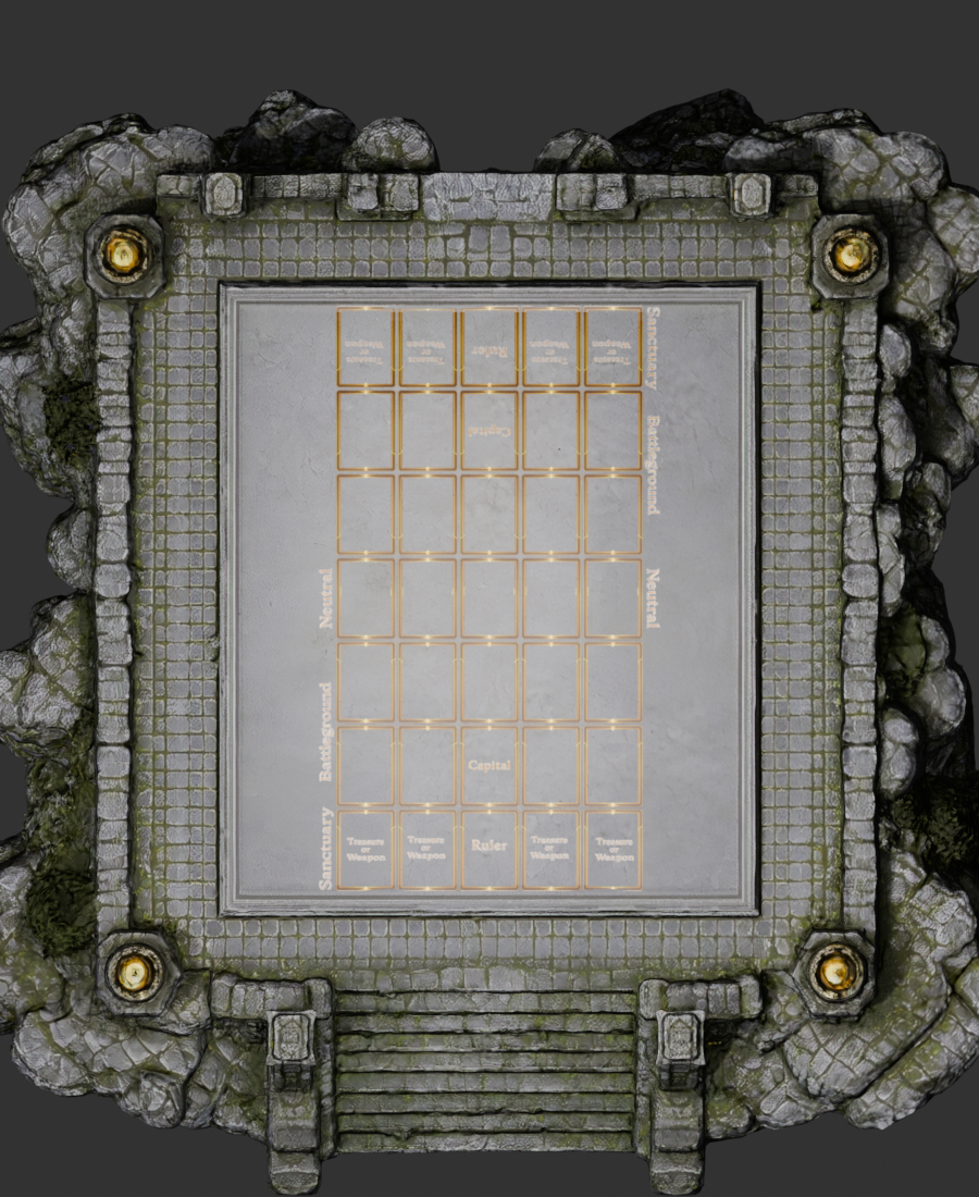 Top-down view of the Defiance stone battle platform and gameplay grid